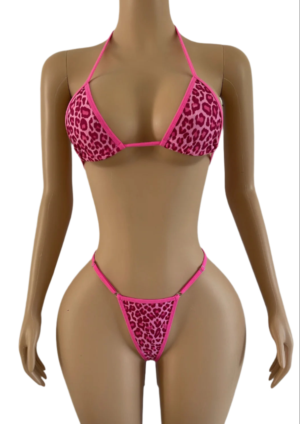 Pink Leopard Thong Set