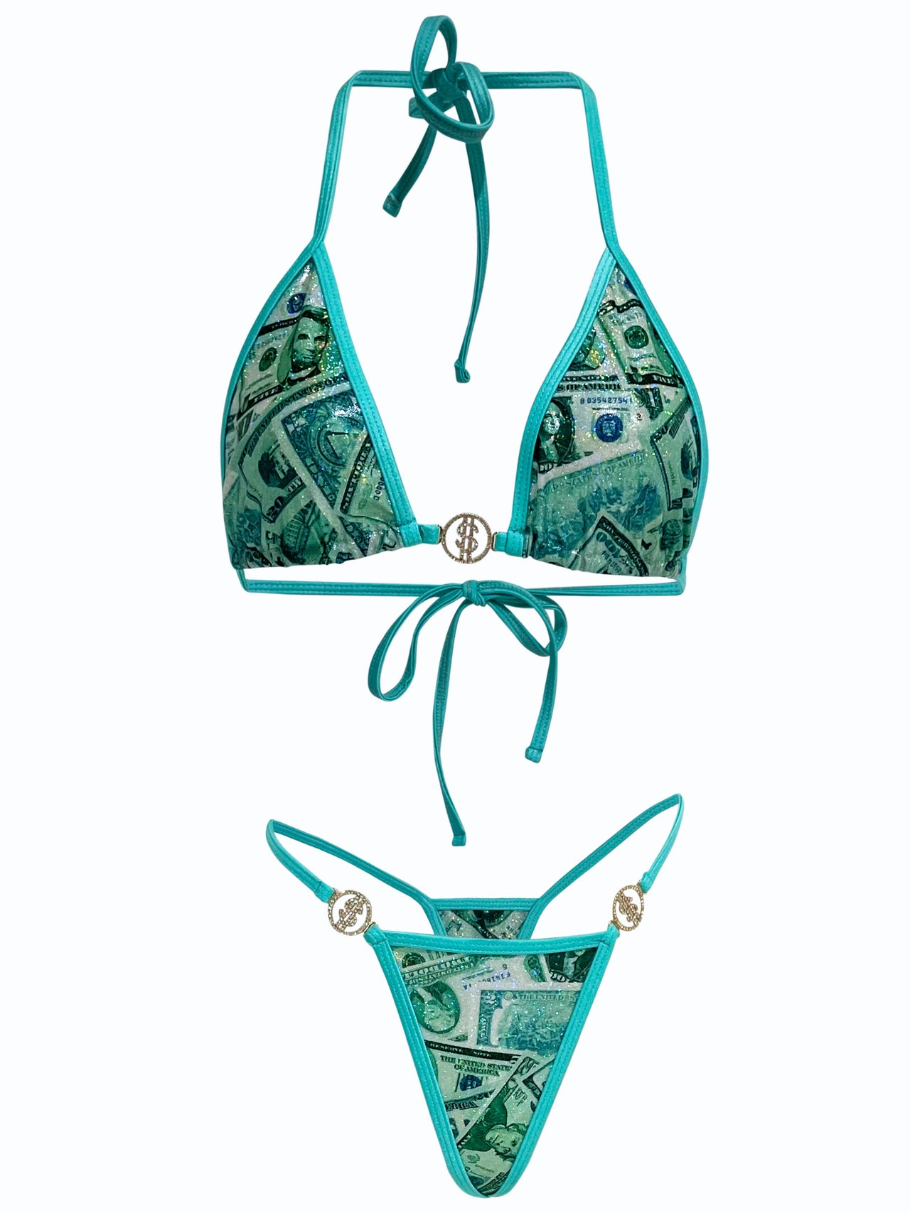 Money Bikini Set Aqua