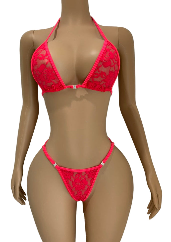 Red Lace Bikini Set