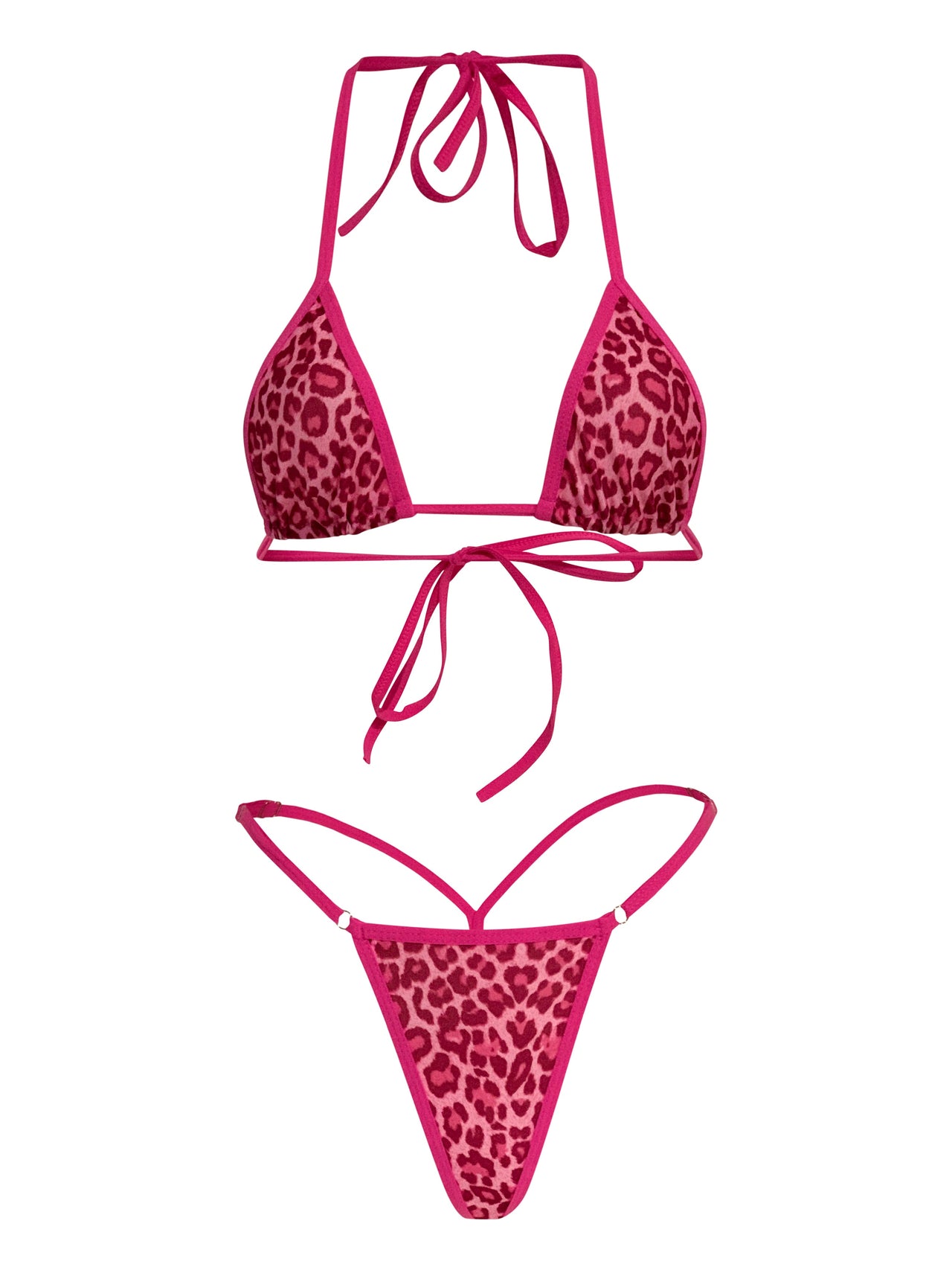 Pink Leopard Thong Set